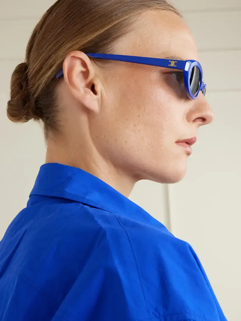 CELINE Eyewear Triomphe Mini Oval-frame Acetate Sunglasses | Thumbnail 4