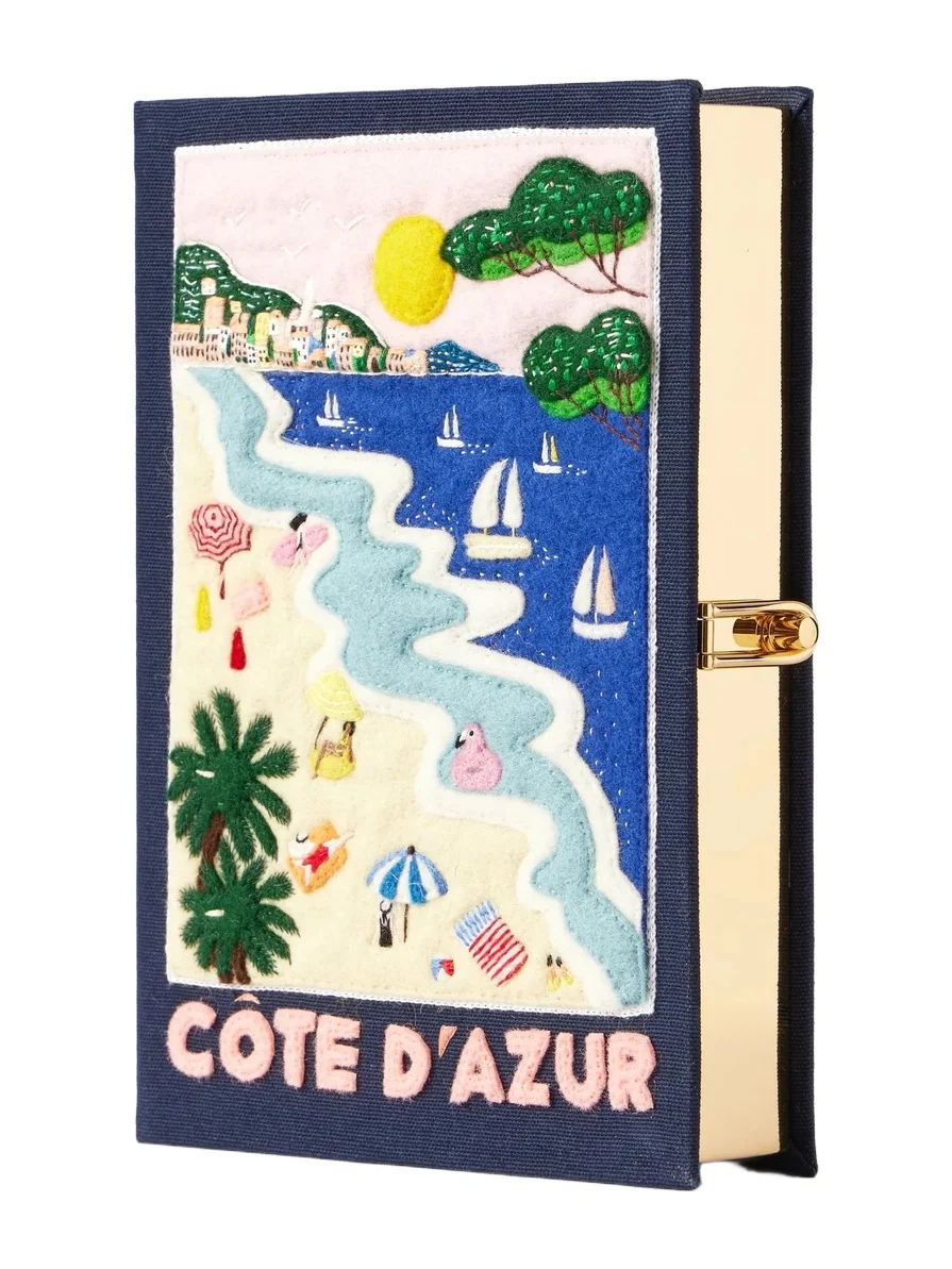 Cote D'azur Embroidered Canvas Clutch Cote D'azur Embroidered Canvas Clutch