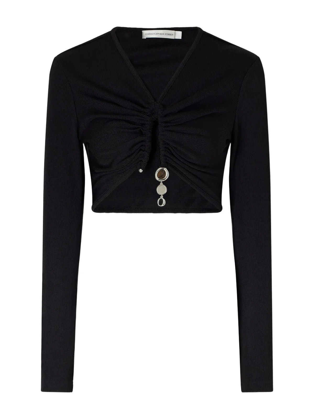 Christopher Esber Droplet Crystal-embellished Ribbed Blouse