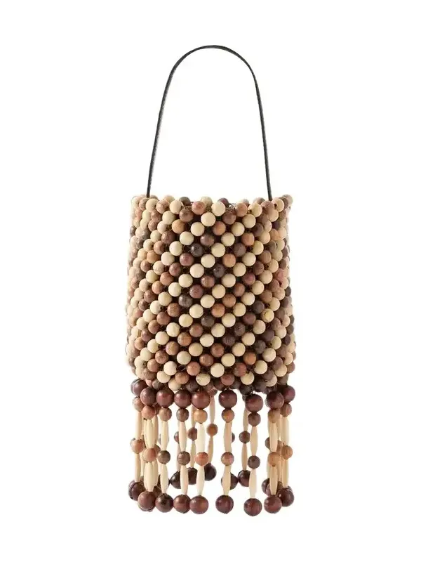 Beaded Mini Wood Shoulder Bag Beaded Mini Wood Shoulder Bag