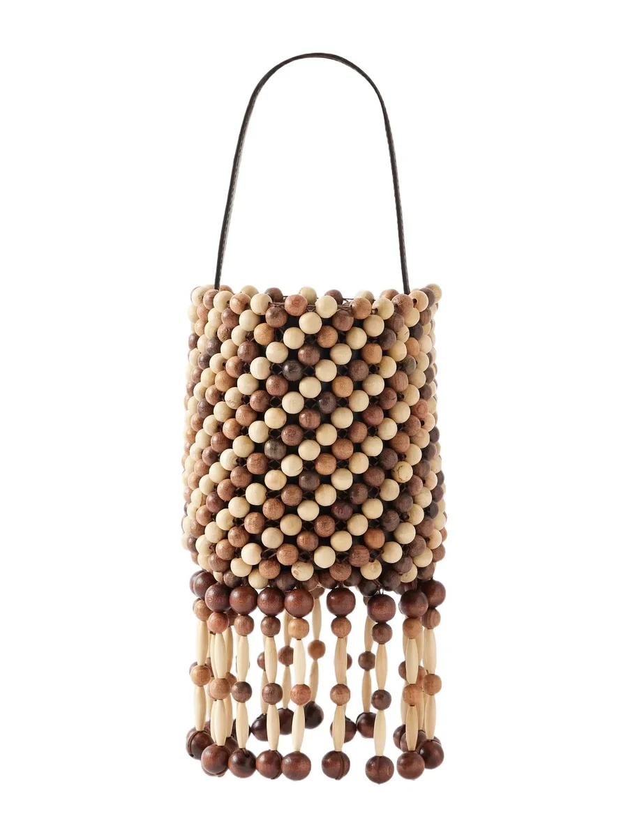 Rabanne Beaded Mini Wood Shoulder Bag