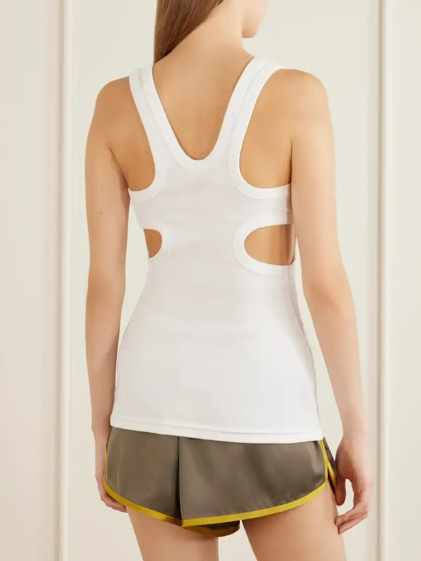 Tibi Ribbed Stretch-cotton Cut-out Tank | Thumbnail 4