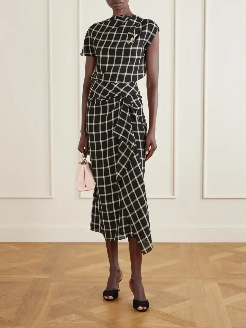 Erdem Crushed Window Checked Georgette Tank | Thumbnail 2 Erdem Crushed Window Checked Georgette Tank | Thumbnail 2