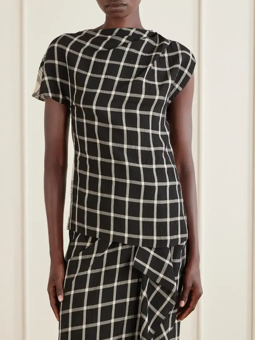 Erdem Crushed Window Checked Georgette Tank | Thumbnail 3 Erdem Crushed Window Checked Georgette Tank | Thumbnail 3