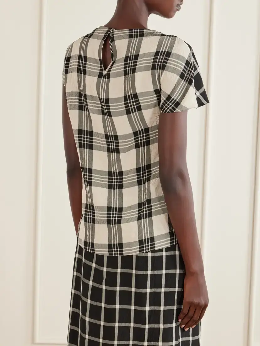 Erdem Crushed Window Checked Georgette Tank | Thumbnail 4 Erdem Crushed Window Checked Georgette Tank | Thumbnail 4