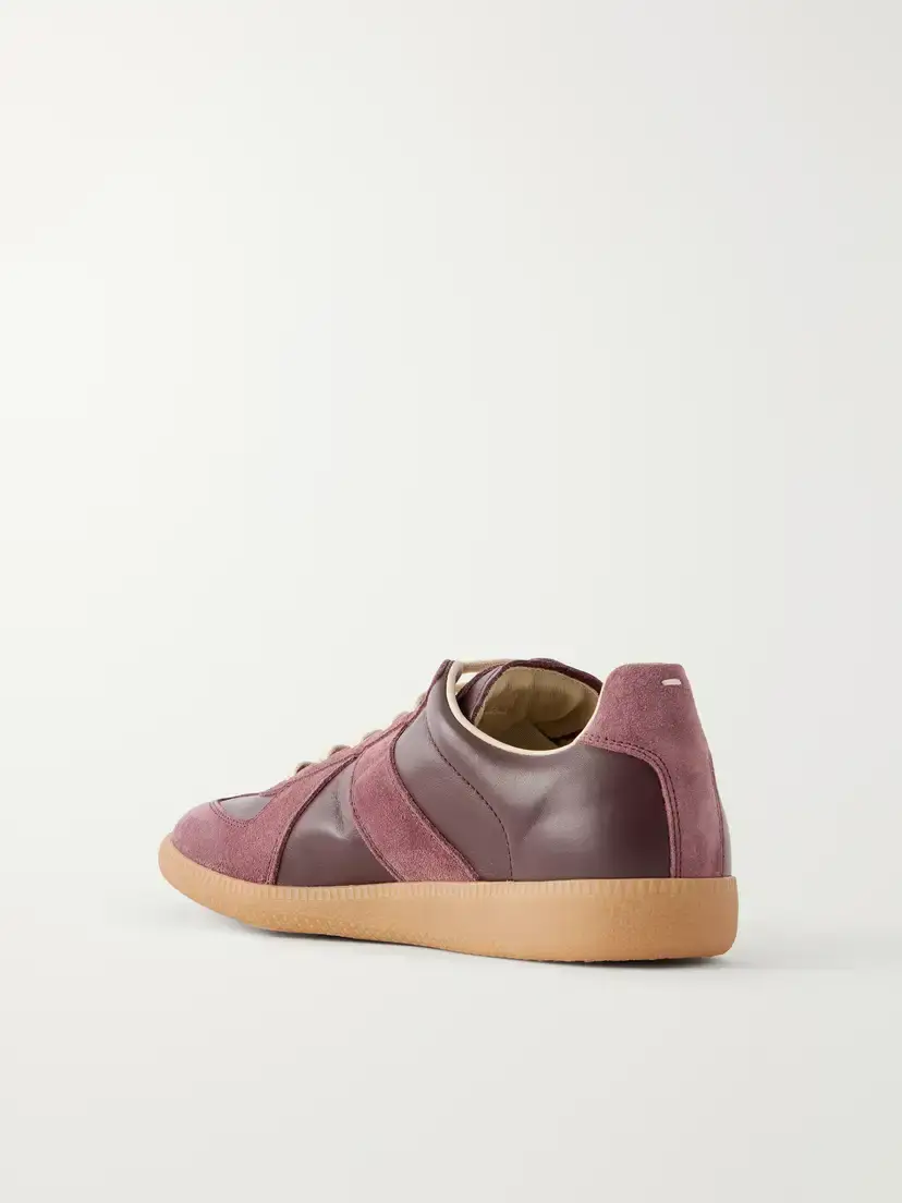 Maison Margiela Replica Suede And Leather Sneakers - Burgundy | Thumbnail 3 Maison Margiela Replica Suede And Leather Sneakers - Burgundy | Thumbnail 3