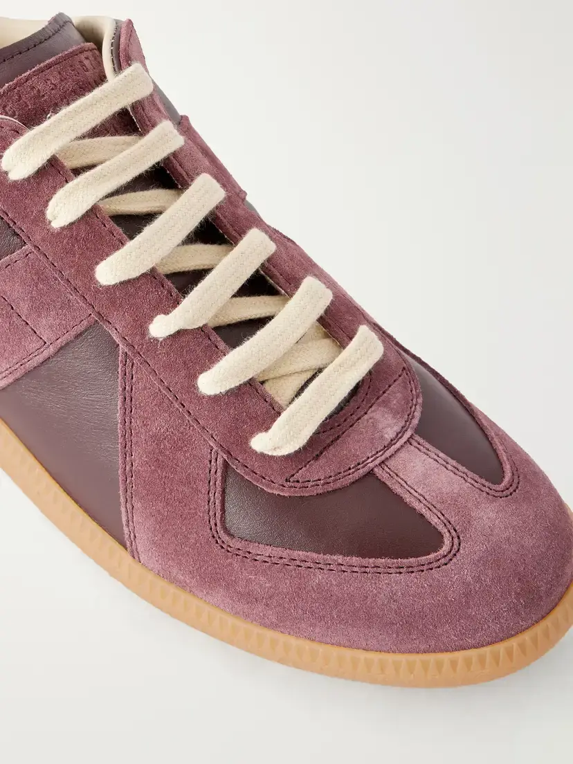 Maison Margiela Replica Suede And Leather Sneakers - Burgundy | Thumbnail 5 Maison Margiela Replica Suede And Leather Sneakers - Burgundy | Thumbnail 5