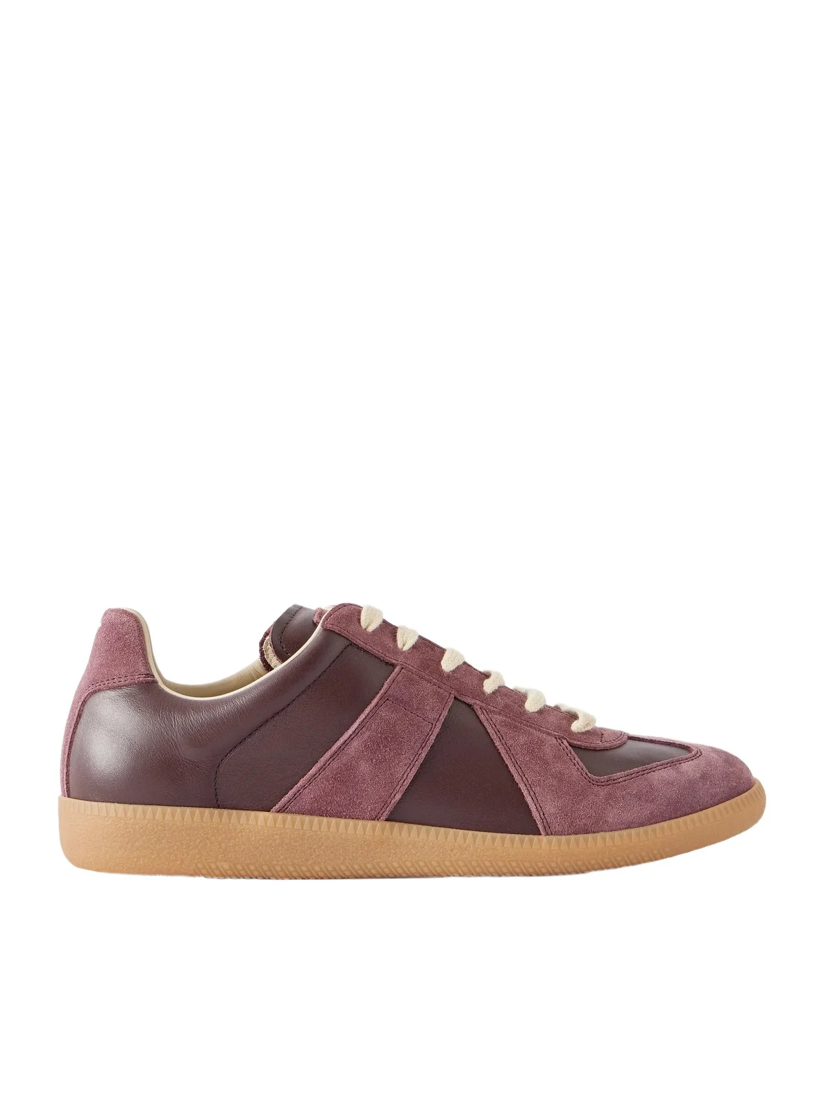 Maison Margiela Replica Suede And Leather Sneakers - Burgundy