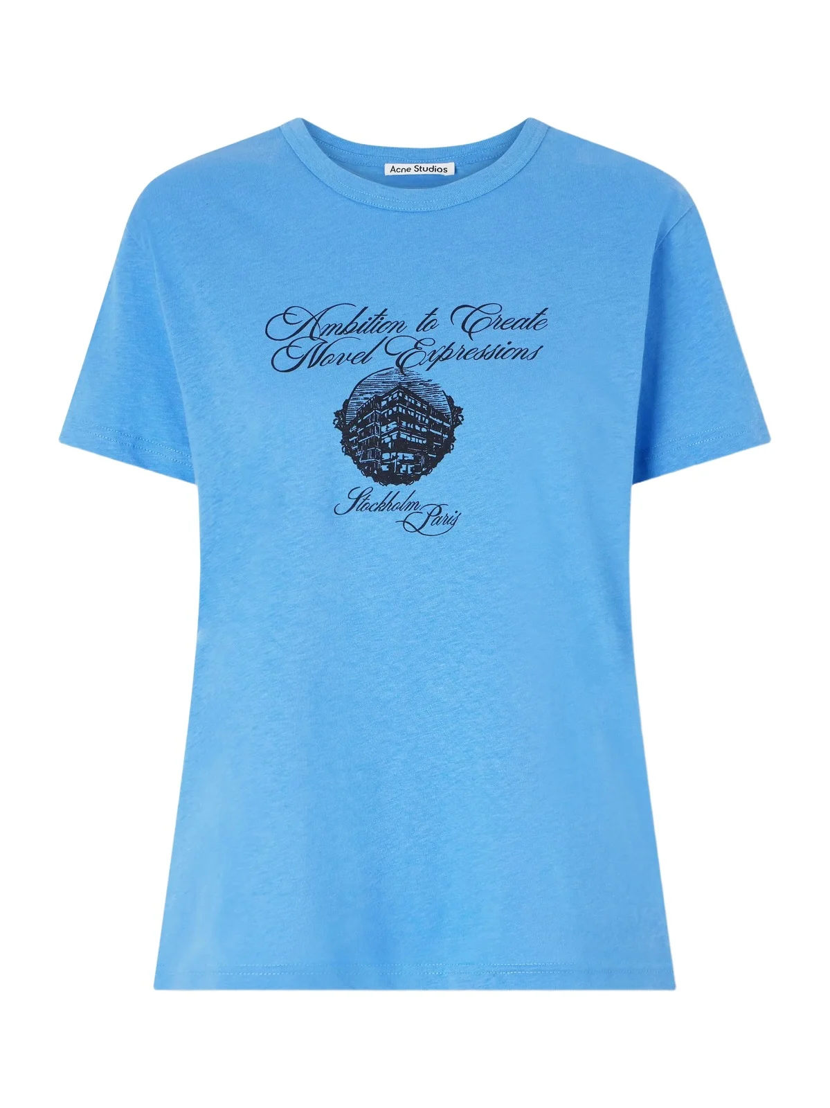 Acne Studios Eram Nobel Printed Cotton And Hemp-blend T-shirt - Blue