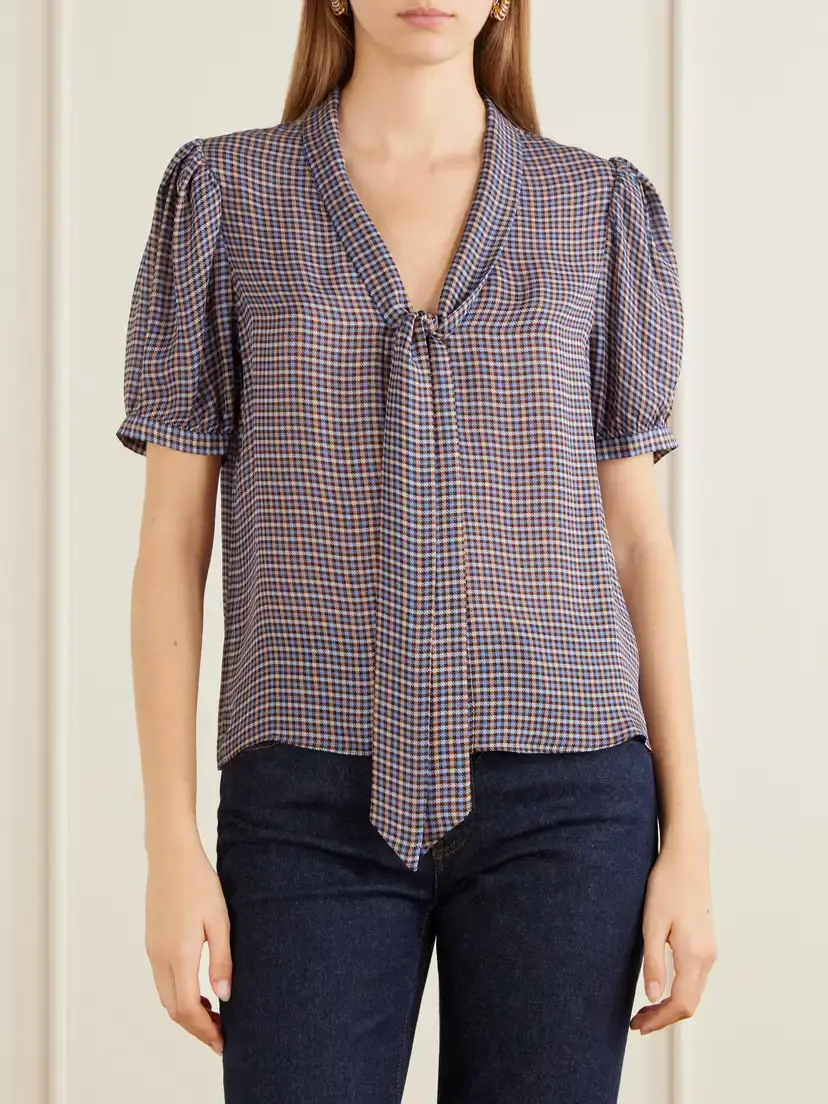Frame The Sonnet Checked Silk Blouse | Thumbnail 3 Frame The Sonnet Checked Silk Blouse | Thumbnail 3