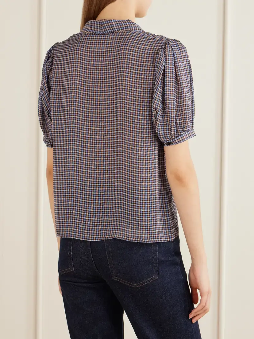 Frame The Sonnet Checked Silk Blouse | Thumbnail 4 Frame The Sonnet Checked Silk Blouse | Thumbnail 4