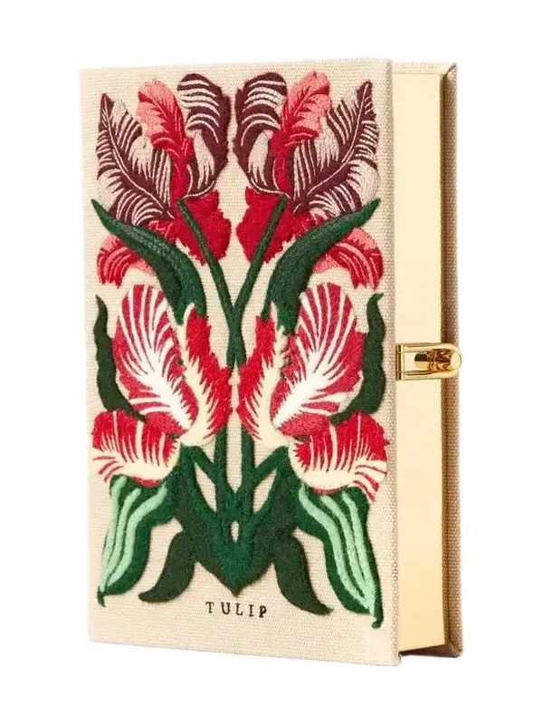 Olympia Le-Tan Tulip Embroidered Canvas Clutch