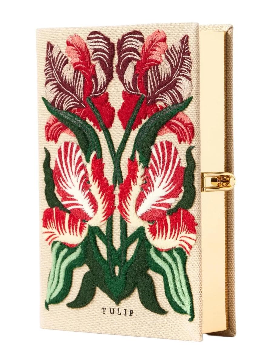 Tulip Embroidered Canvas Clutch Tulip Embroidered Canvas Clutch