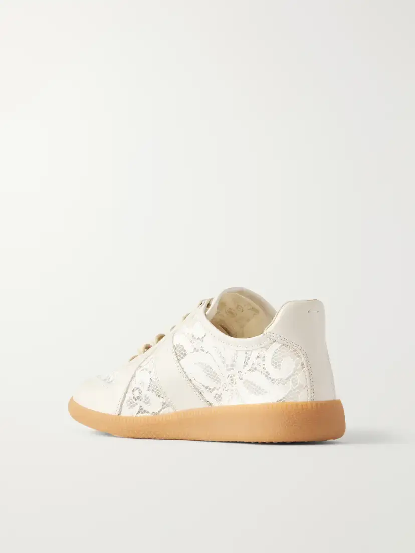 Maison Margiela Replica Lace And Leather Sneakers - White | Thumbnail 3 Maison Margiela Replica Lace And Leather Sneakers - White | Thumbnail 3