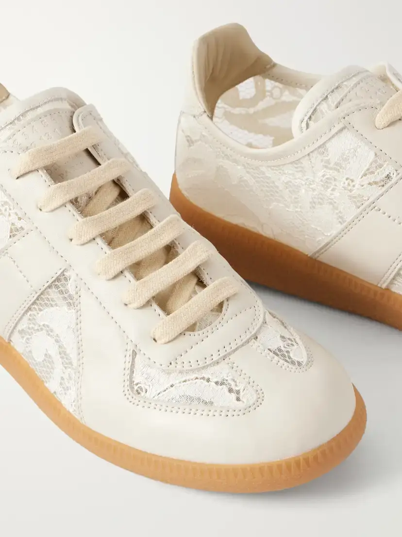 Maison Margiela Replica Lace And Leather Sneakers - White | Thumbnail 5 Maison Margiela Replica Lace And Leather Sneakers - White | Thumbnail 5