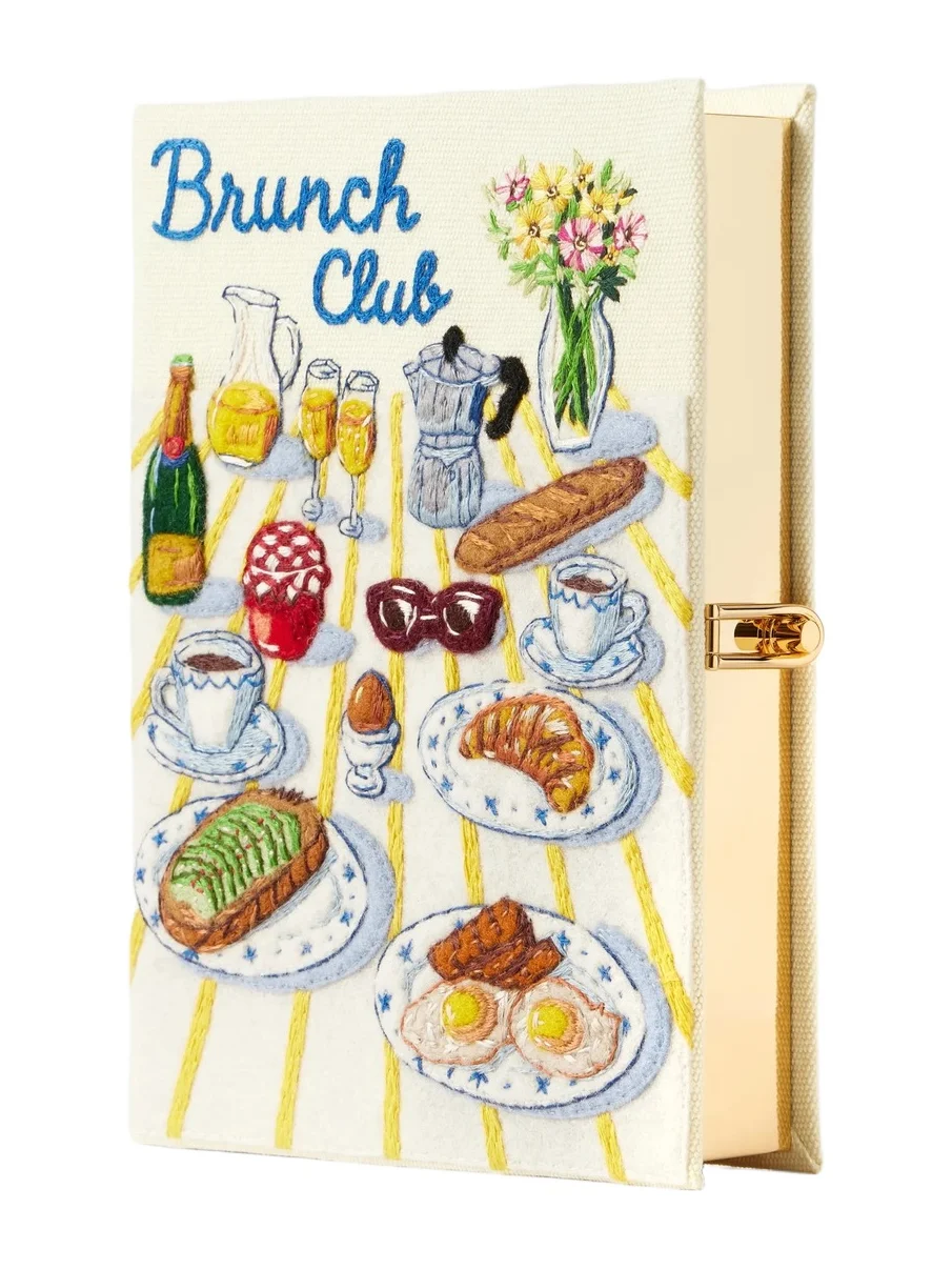 Brunch Club Embroidered Canvas Clutch Brunch Club Embroidered Canvas Clutch