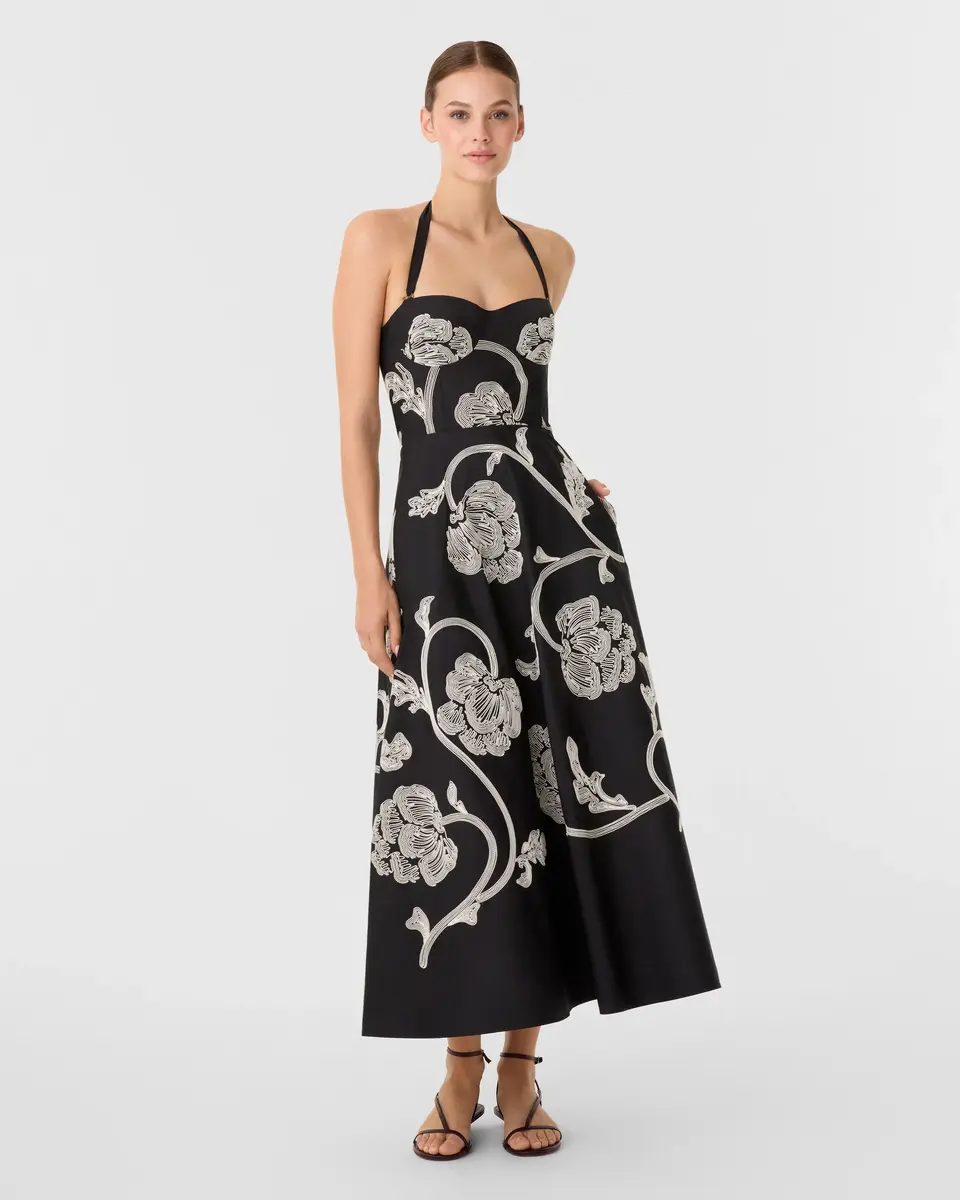 Emporio Sirenuse Lotty Dress with Peony Embroidery | Thumbnail 2 Emporio Sirenuse Lotty Dress with Peony Embroidery | Thumbnail 2