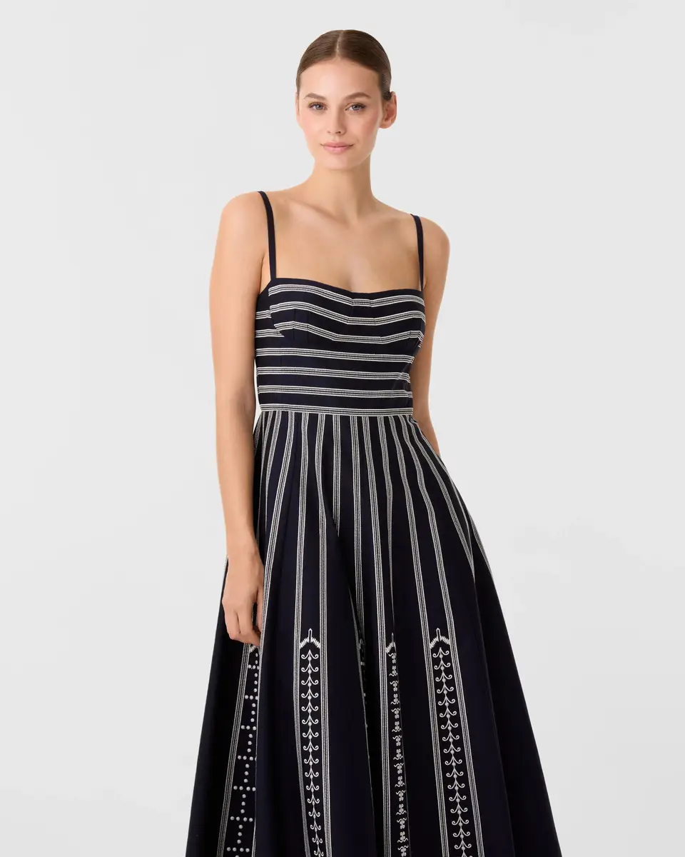 Emporio Sirenuse Soraya Dress with Greek Mask Embroidery | Thumbnail 4 Emporio Sirenuse Soraya Dress with Greek Mask Embroidery | Thumbnail 4
