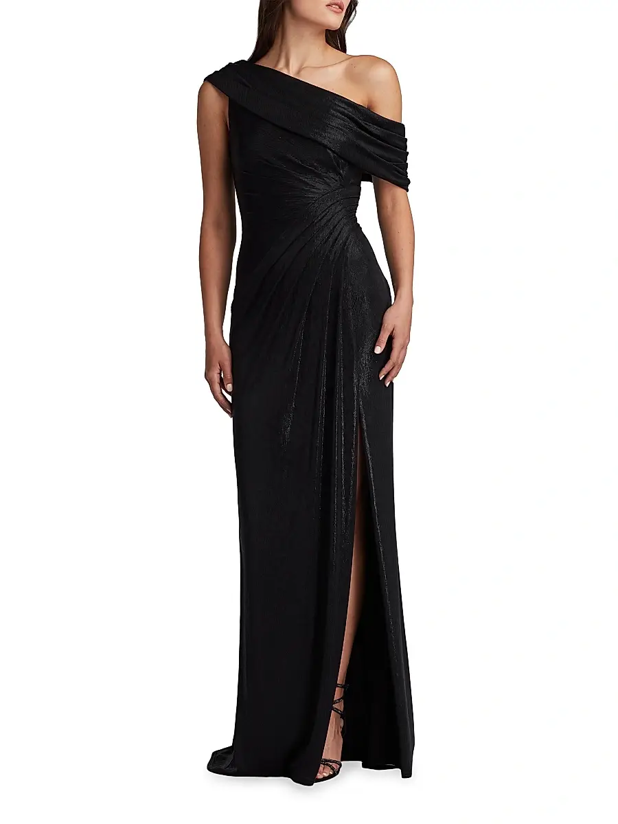 Tadashi Shoji Women's Metallic Jersey Off-the-Shoulder Column Gown | Thumbnail 3