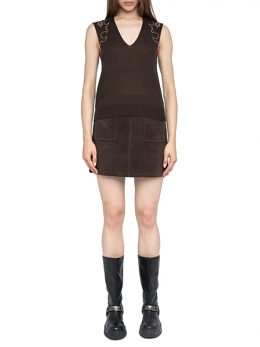 Zadig & Voltaire Women's Vicky Embellished Cashmere Top - Dark Chocolate | Thumbnail 2