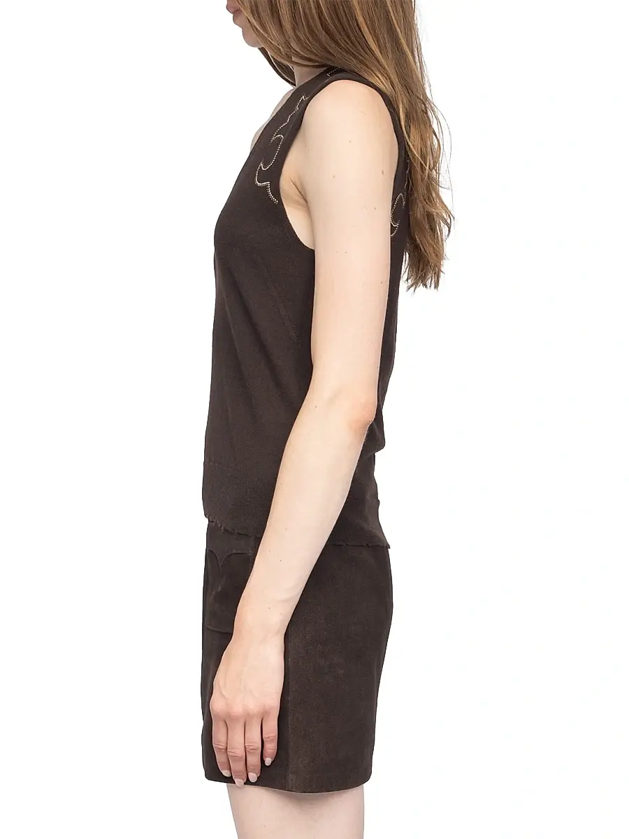 Zadig & Voltaire Women's Vicky Embellished Cashmere Top - Dark Chocolate | Thumbnail 4