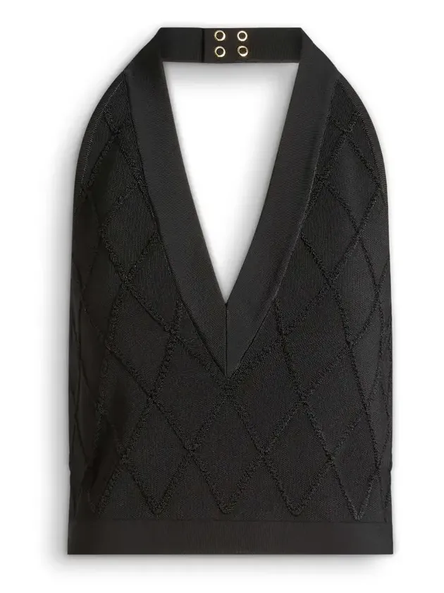 Balmain Quilted knit halterneck top