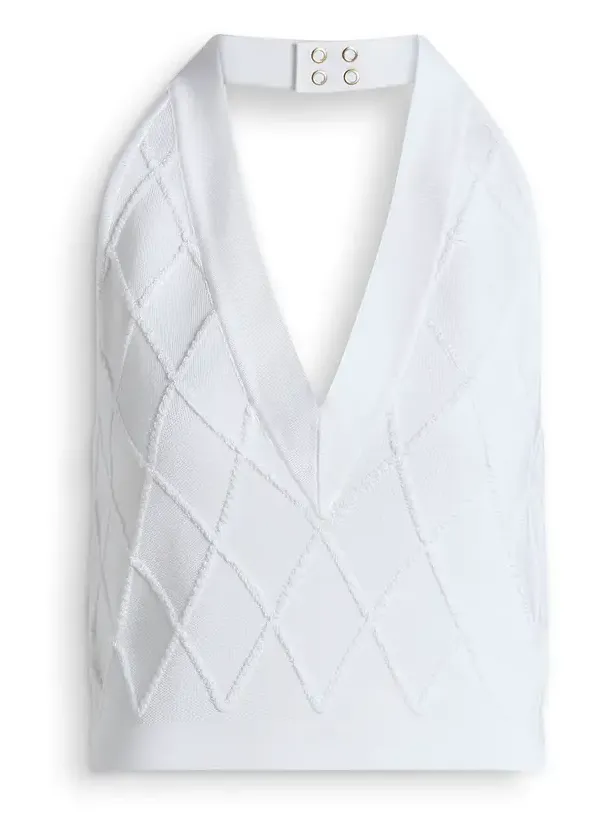 Balmain Quilted knit halterneck top