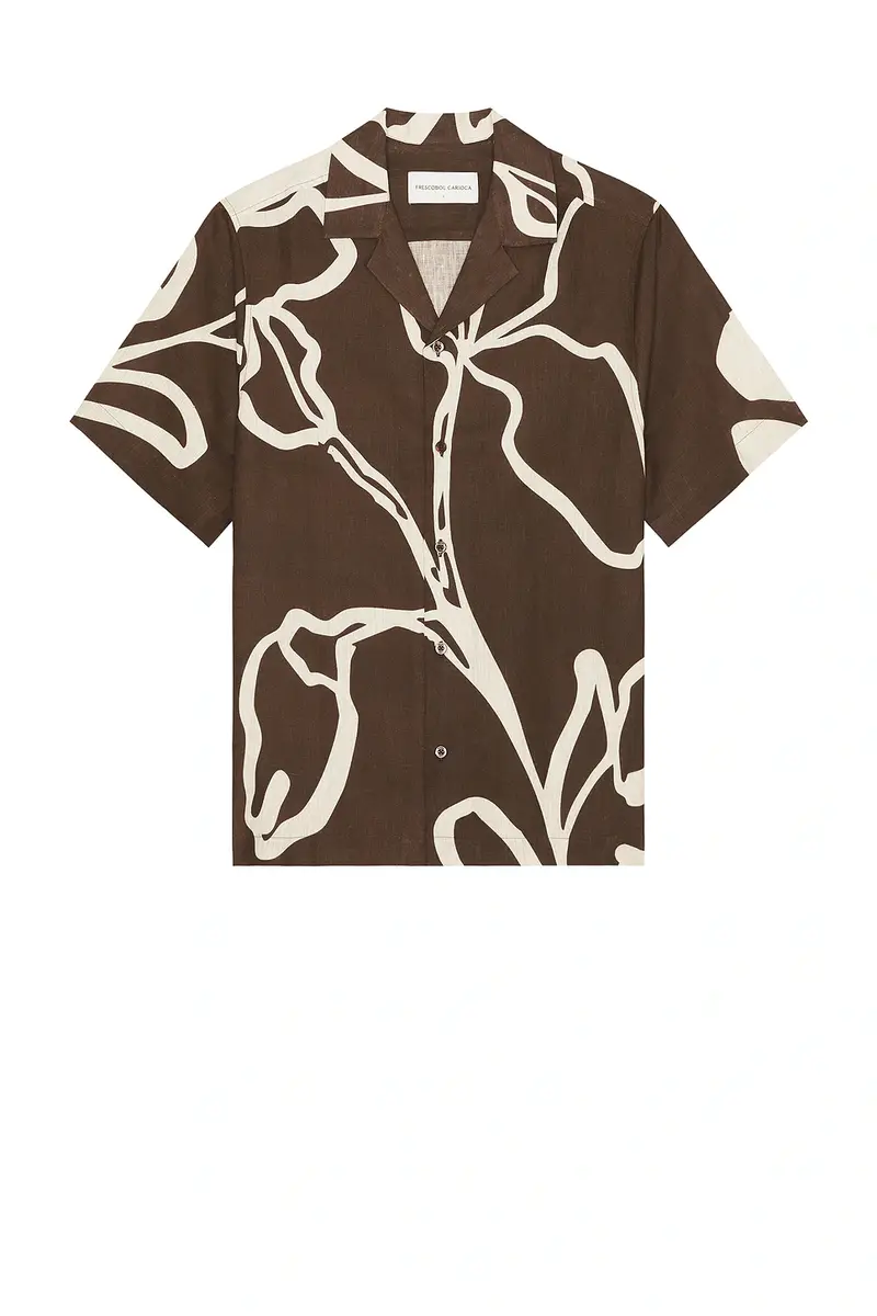 Frescobol Carioca Roberto Linen Short Sleeve Shirt Flor Printt | Thumbnail 4