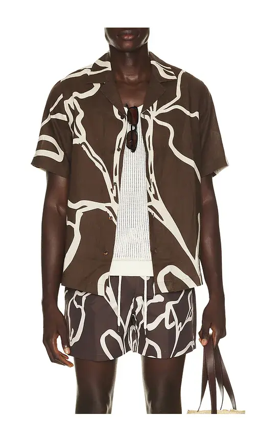Frescobol Carioca Roberto Linen Short Sleeve Shirt Flor Printt | Thumbnail 5
