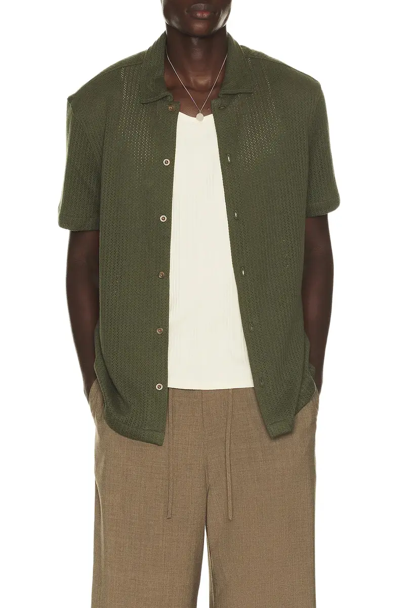 Pointelle Short Sleeve Button Down Shirt Pointelle Short Sleeve Button Down Shirt