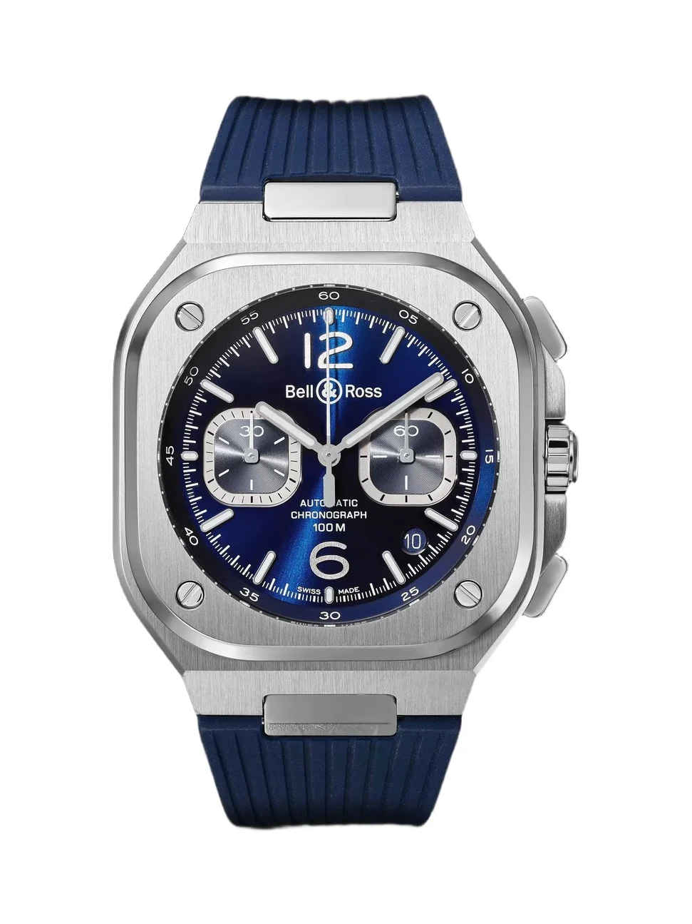 Bell & Ross BR 05 Automatic Chronograph Stainless Steel Watch, Ref. BR05C-BUBU-ST/SRB - Men