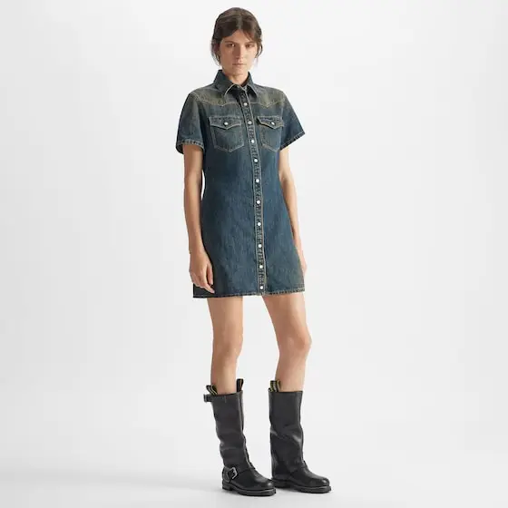 Fendi Washed Denim Short Dress | Thumbnail 4 Fendi Washed Denim Short Dress | Thumbnail 4