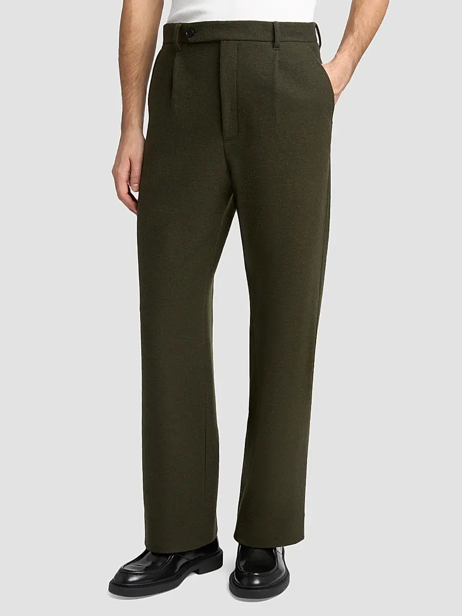 Jil Sander Men's Felted Wool-Blend Trousers | Thumbnail 4