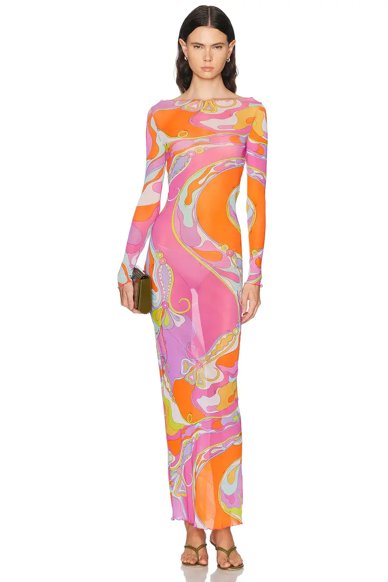 PUCCI Tulle Long Sleeve Dress