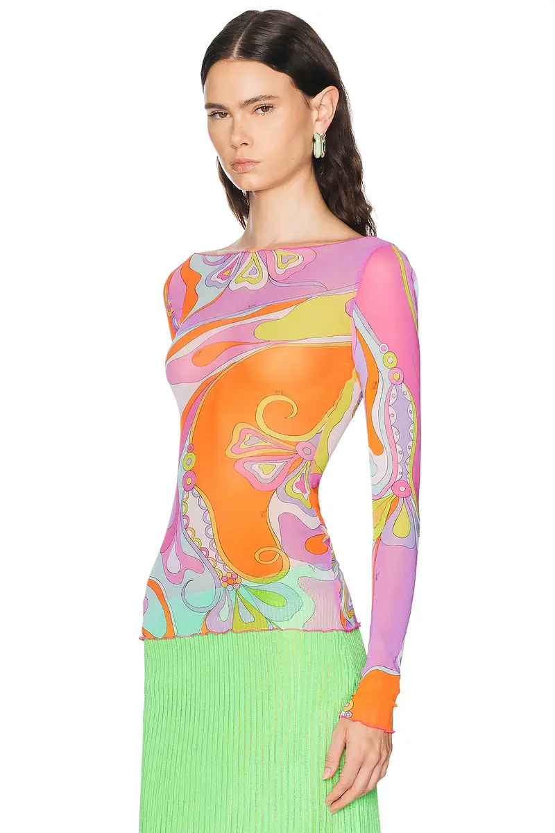 PUCCI Tulle Long Sleeve Top | Thumbnail 3