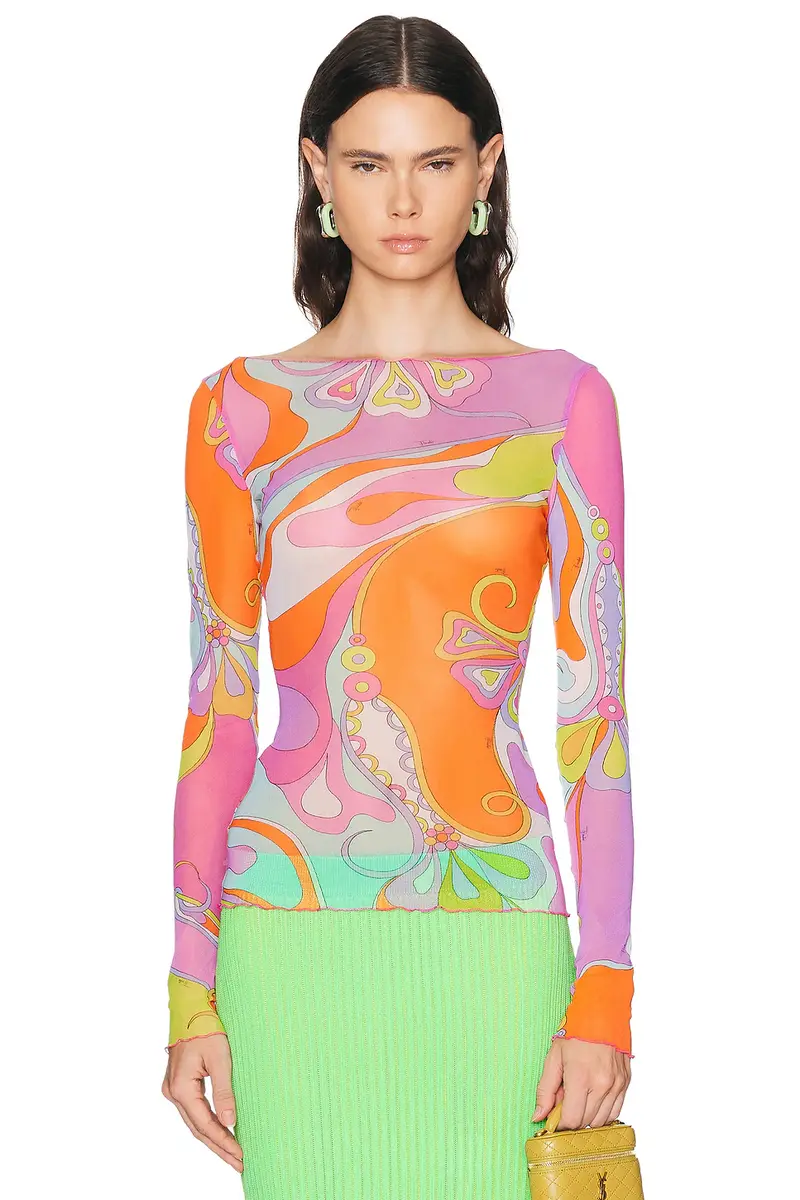 PUCCI Tulle Long Sleeve Top