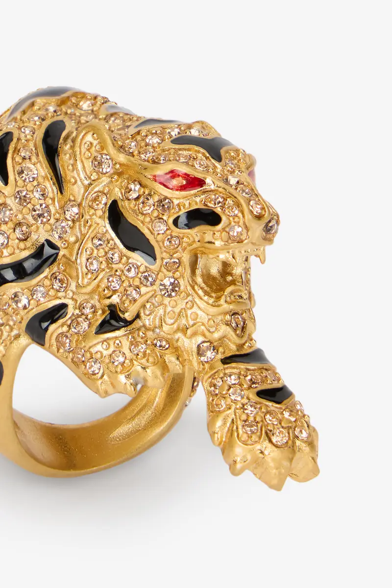 Roberto Cavalli Gold Crystal-Embellished Roar Ring | Thumbnail 5 Roberto Cavalli Gold Crystal-Embellished Roar Ring | Thumbnail 5