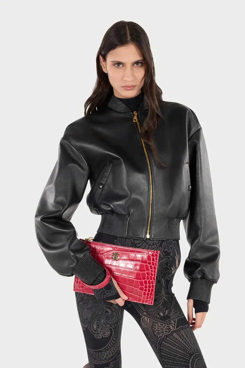 Roberto Cavalli Crocodile-Effect Flat Clutch | Thumbnail 2 Roberto Cavalli Crocodile-Effect Flat Clutch | Thumbnail 2