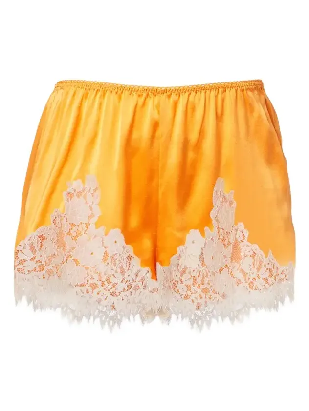 Dôen Iona lace-trimmed silk satin shorts Dôen Iona lace-trimmed silk satin shorts