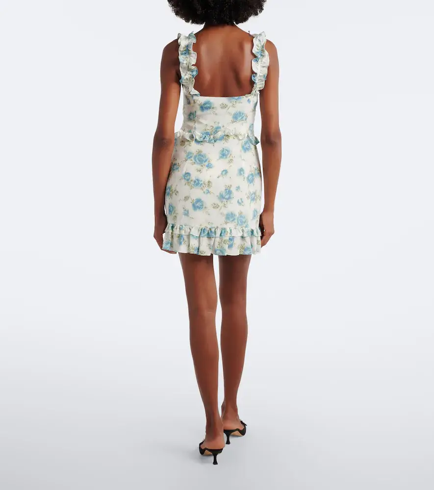 Alessandra Rich Ruffled floral silk crêpe de chine minidress | Thumbnail 3 Alessandra Rich Ruffled floral silk crêpe de chine minidress | Thumbnail 3
