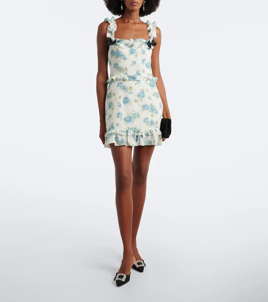 Alessandra Rich Ruffled floral silk crêpe de chine minidress | Thumbnail 4 Alessandra Rich Ruffled floral silk crêpe de chine minidress | Thumbnail 4