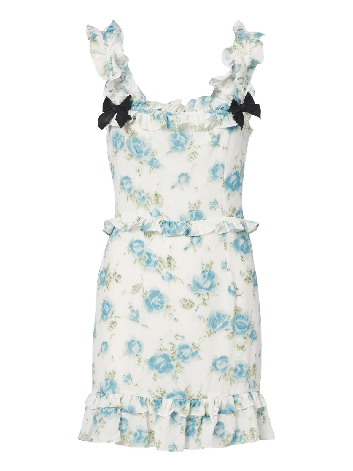 Ruffled floral silk crêpe de chine minidress