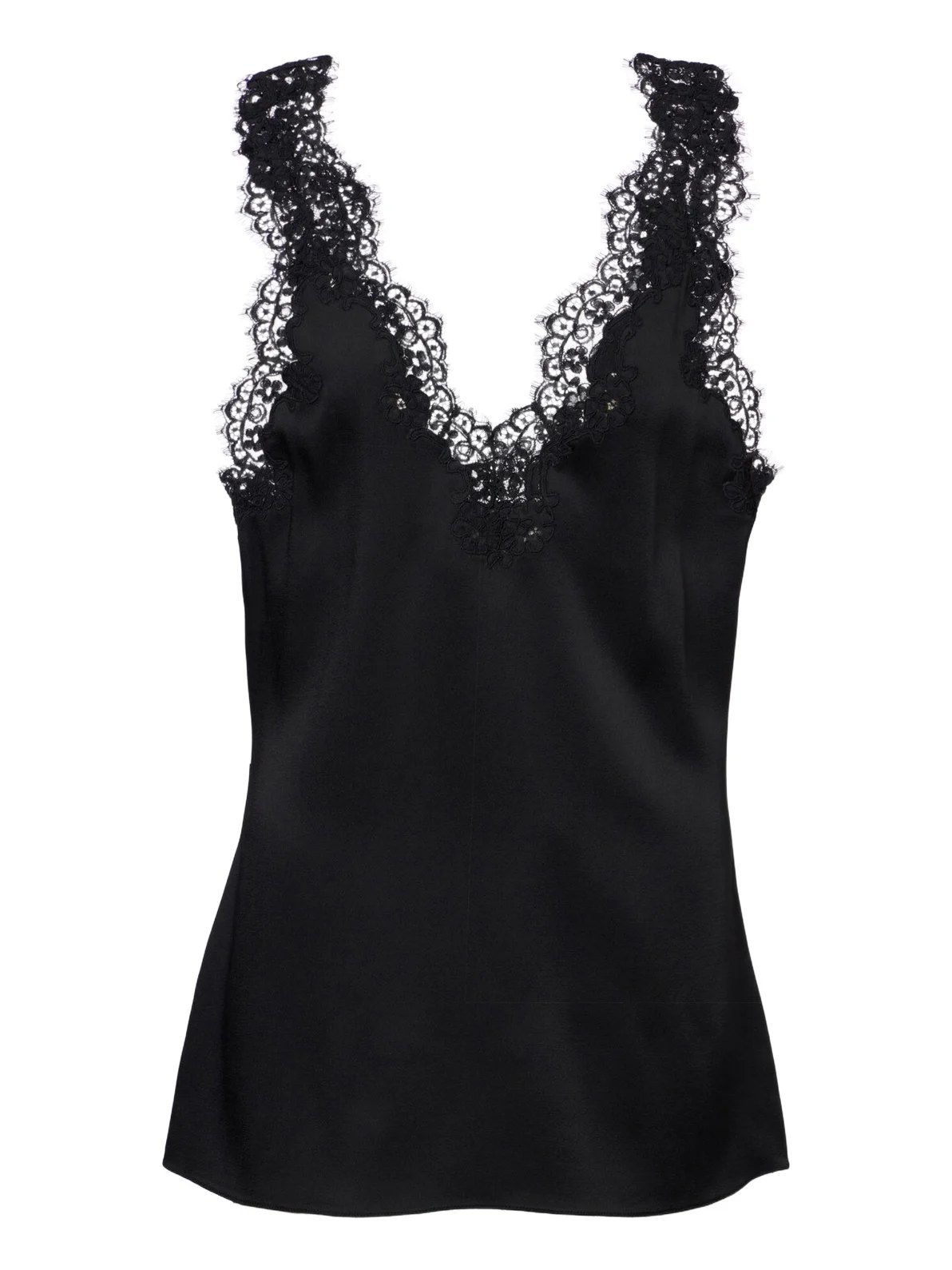 Lace-trimmed satin top