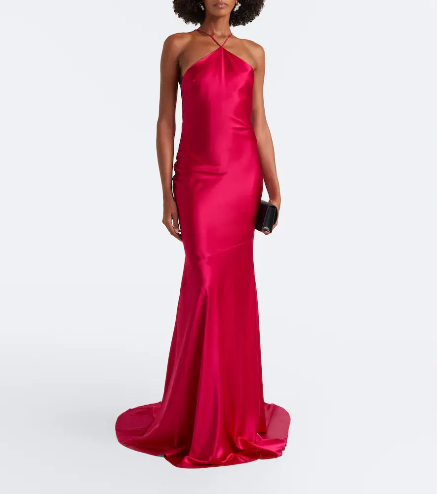 Alex Perry Halterneck silk satin gown | Thumbnail 4 Alex Perry Halterneck silk satin gown | Thumbnail 4