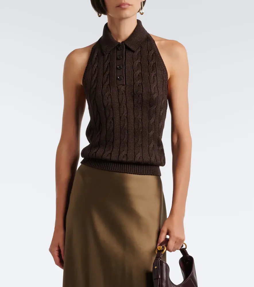 Ralph Lauren Collection Cable-knit silk halterneck top | Thumbnail 3 Ralph Lauren Collection Cable-knit silk halterneck top | Thumbnail 3