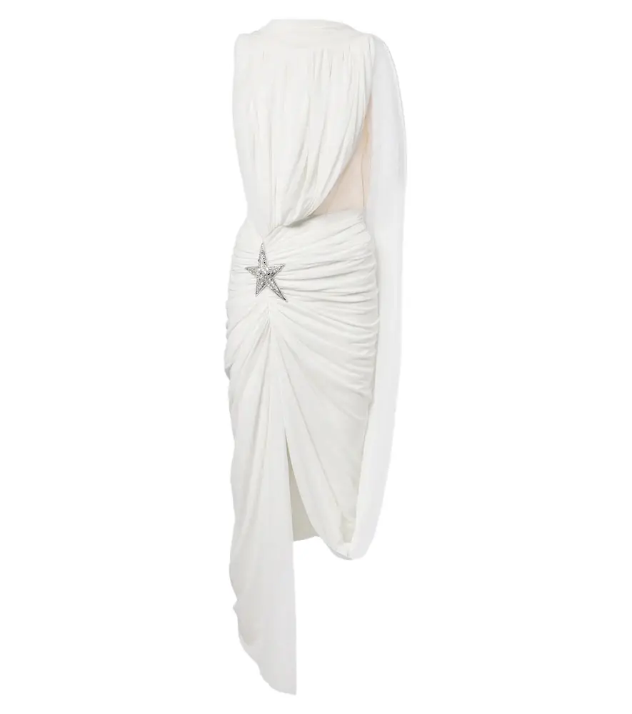 David Koma Asymmetric draped embellished midi dress | Image 1 David Koma Asymmetric draped embellished midi dress | Image 1