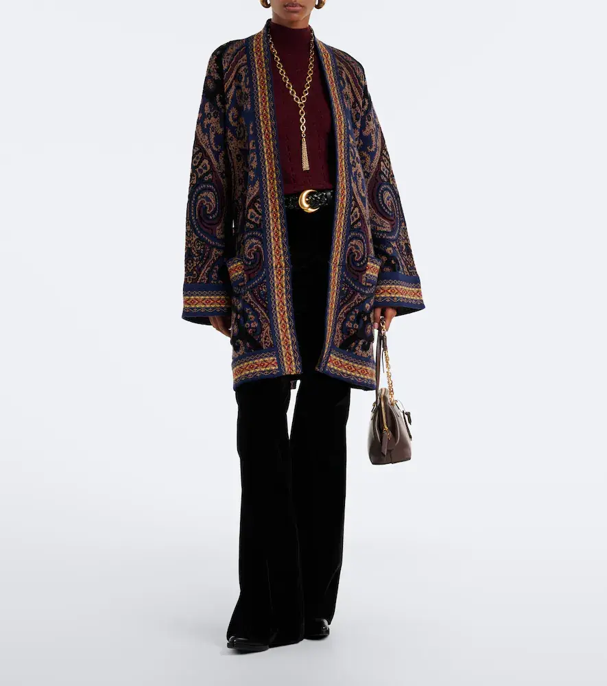 Etro Jacquard wool-blend wrap cardigan | Thumbnail 2