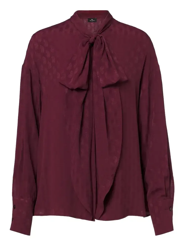 Etro Tie-neck paisley jacquard blouse