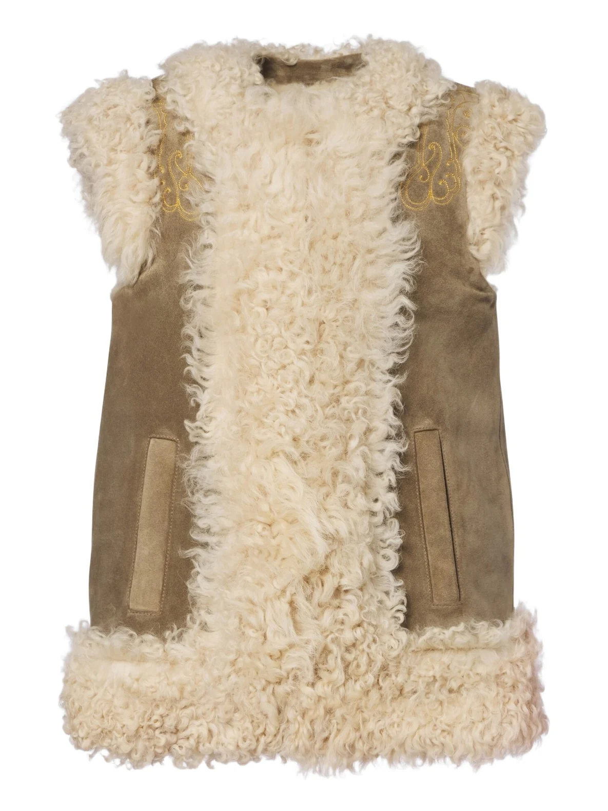 Shearling-lined embroidered vest Shearling-lined embroidered vest