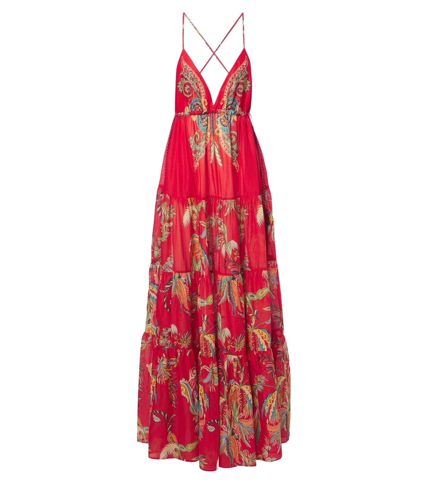 Printed tiered cotton maxi dress